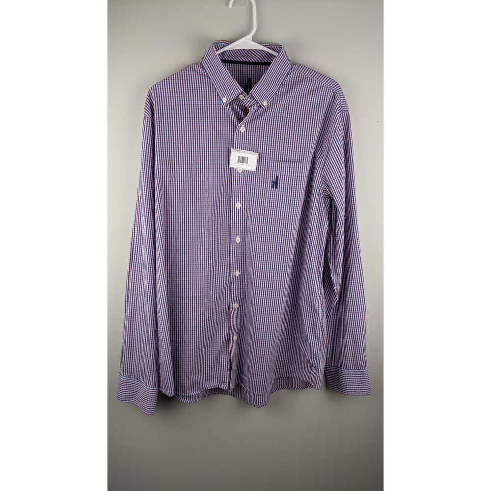 Johnnie‑O Performance Checkered‎ Shirt Large Blue/Red/White  Lightweight